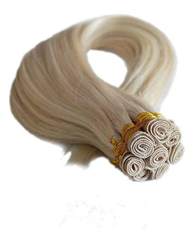 Extensiones De Cabello Humano Atado A Mano Blanco Rubio  60