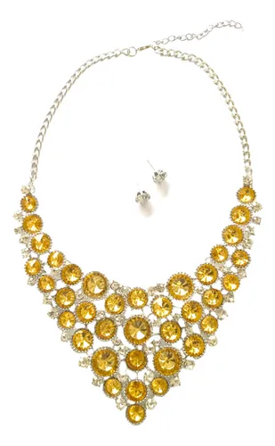 Collar Pechera Con Aros Brillo Para Eventos Fiesta Noche
