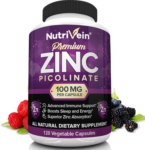 Picolinato De Zinc Premium 100 Mg Nutrivein 120 Capsulas