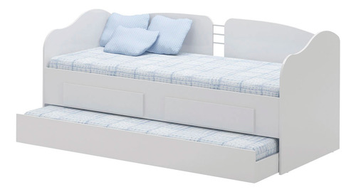 Sofá Cama Ditália Solteiro Cama Auxiliar 2 Gav. Cm-08 Branco