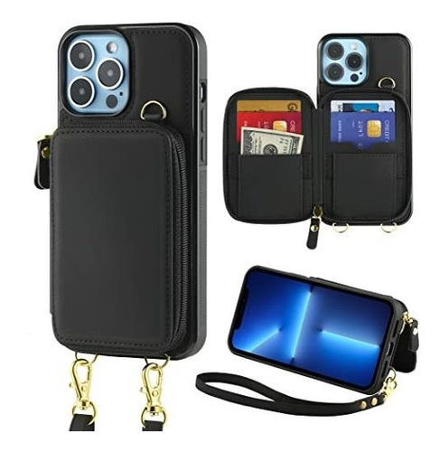 iPhone 13 Pro Max Case Wallet For Women, Leather Kptgb