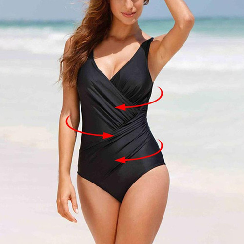 Nuevo Traje De Baño Control Abdomen Con Faja Reductora Negro