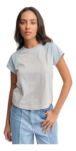 Playera Manga Corta Holly Land 5267 Gris Jaspe Mujer