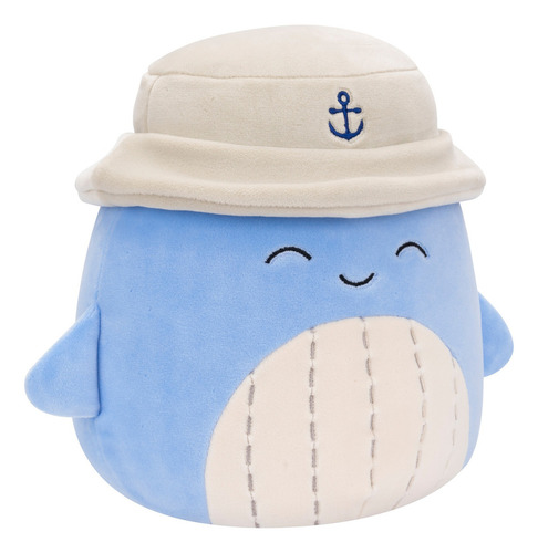 Peluche Squishmallows 19 Cm Samir - Ballena Azul Con Gorro Color Azul Claro