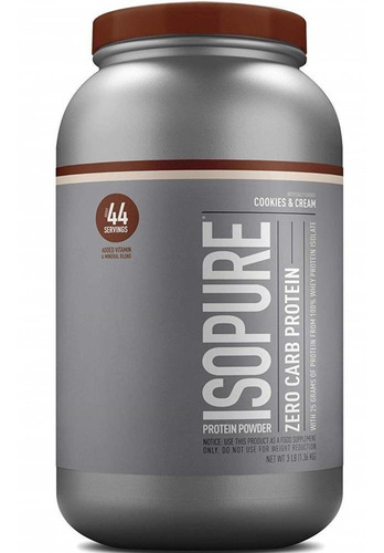 Suplemento en polvo Isopure Zero Carb proteína sabor strawberries & cream en pote de 1.36kg