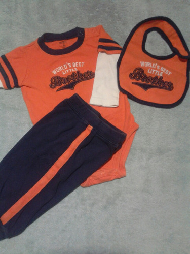 Conjunto Body Set Carter's Para Bebé. Talla 9 Meses. Babero