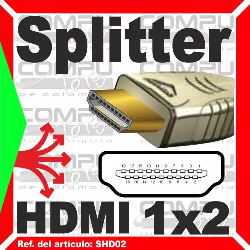 Multiplicador Hdmi Electrónico 1x2 Ref: Shd02 Computoys Sas