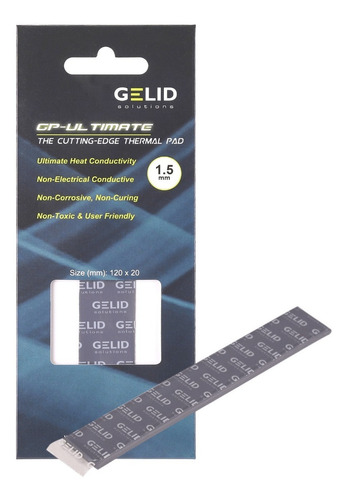 Pad Térmico Gelid Gp-ultimate Tp-gp04-r-c 120x20x1.5mm 15w/mk Color Gris