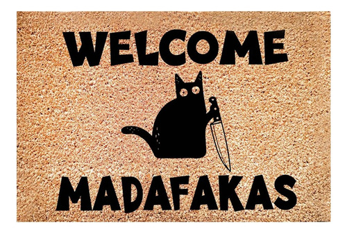 ./dark Cat Welcome Madafakas Full Print Doormat