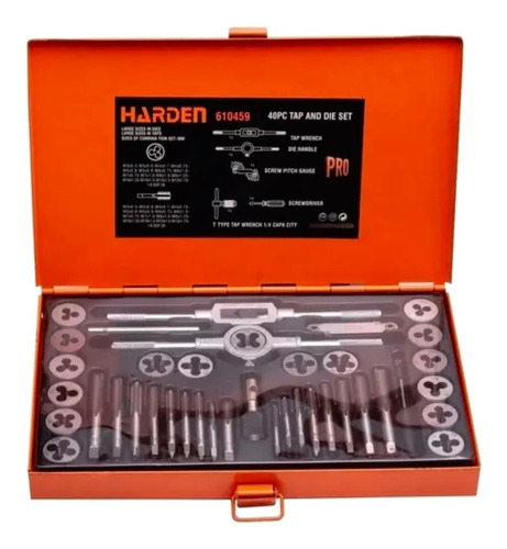 Juego Set De Machos Cojinetes Y Terrajas 40pzs Harden 610459