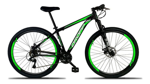 Bicicleta Aro 29 Quadro 21 Freio Disco 21v Preto Verde Dropp