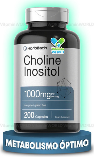 Horbaach Colina Inositol 1000 Mg Choline Inositol 200 Caps Sabor Sin sabor