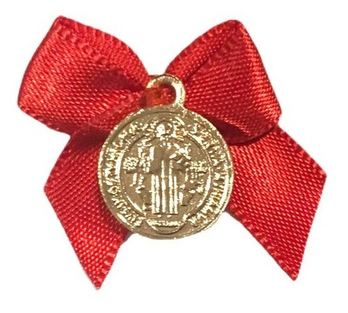 Medalla San Benito Cinta Roja Oro 14k Bebe / Canale Donna