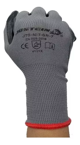 Guantes Trabajo Nylon Nitrilo Palma Negro Economicos X 6