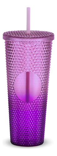 Termo Multiusos Vaso Acrílico Textura Tridimensional 750ml Rosa Degradado