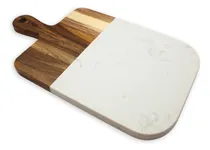 Comprar Tabla Aperitivo Rectangular Madera De Acacia Y Mármol Kawi® Color Café y mármol blanco Hygge