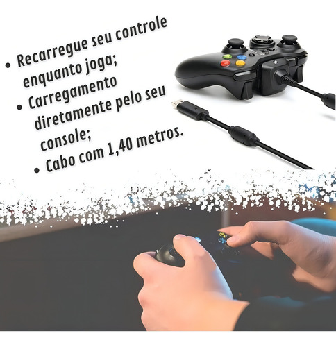 Kit 2 Baterias Recarregável Compatível Xbox 360 + Cabo