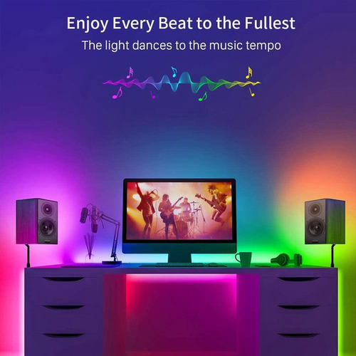 Tira Luces Led Rgb Multicolor Neón 10m Con Control Música