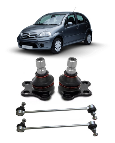 Kit Bieleta + Pivo Suspensão Citroen C3 2008 A 2012 Par