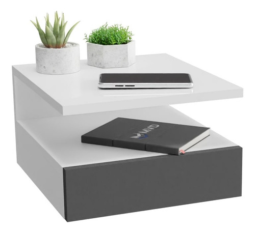 Mesa De Cabeceira Retro Suspenso Mesinha Mdf Preto Branco