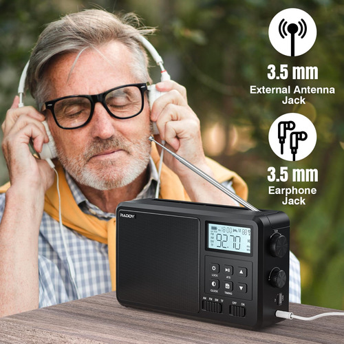 Raddy Rf206 Digital Am Fm Radio Receptor De Radio Portátil D