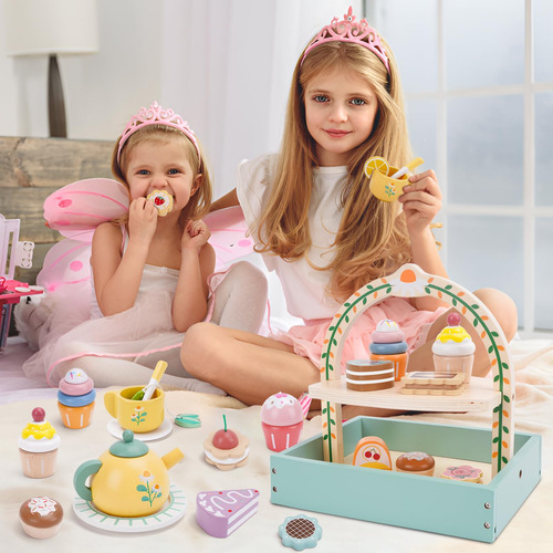 Set Para Fiestas De Té Melofaver De Madera Con Soporte Para