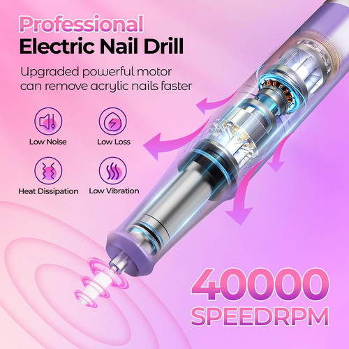 Lima Eléctrica Para Taladro De Uñas: 40000 Rpm Kit De Lima E