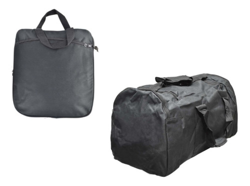 Bolso Expandible Grande Lona Negro 51cm Viaje Feria 