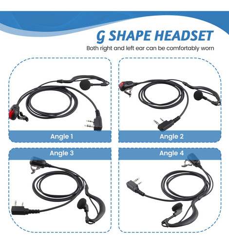Auriculares Con Forma De G De 2 Pines Para Seguridad De Radi