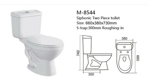 Imagen 3 de 4 de Combo Inodoro Largo Asiento Deposito Asiento C/ Caida C
