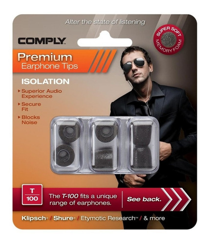 Imagen 6 de 7 de Tips Comply T-100 Eartips Espuma Viscoelástica Con Memoria M