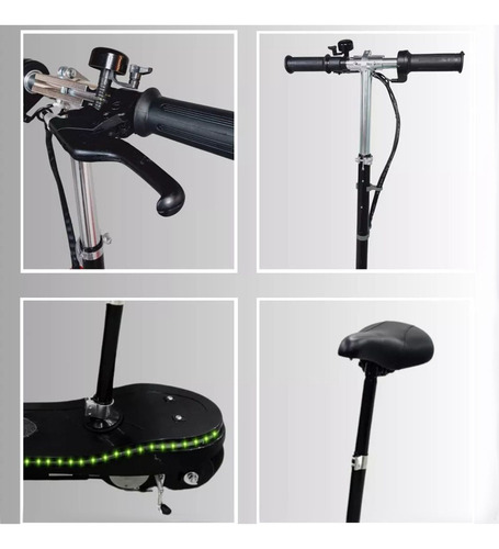 Scooter Patín Infantil Eléctrico Con Asiento Y Led 12km/h