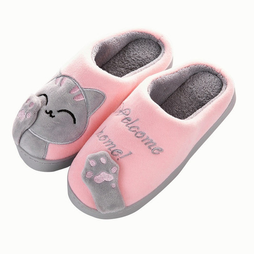 Pantuflas Peluche Gatos Lindas Cómodas Mujer Hombre Parejas