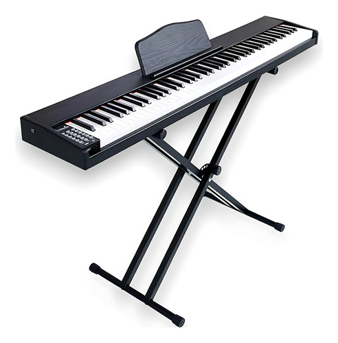 Piano Branco Digital Com Suporte Entrada Midi E Usb Waver Cor Preto