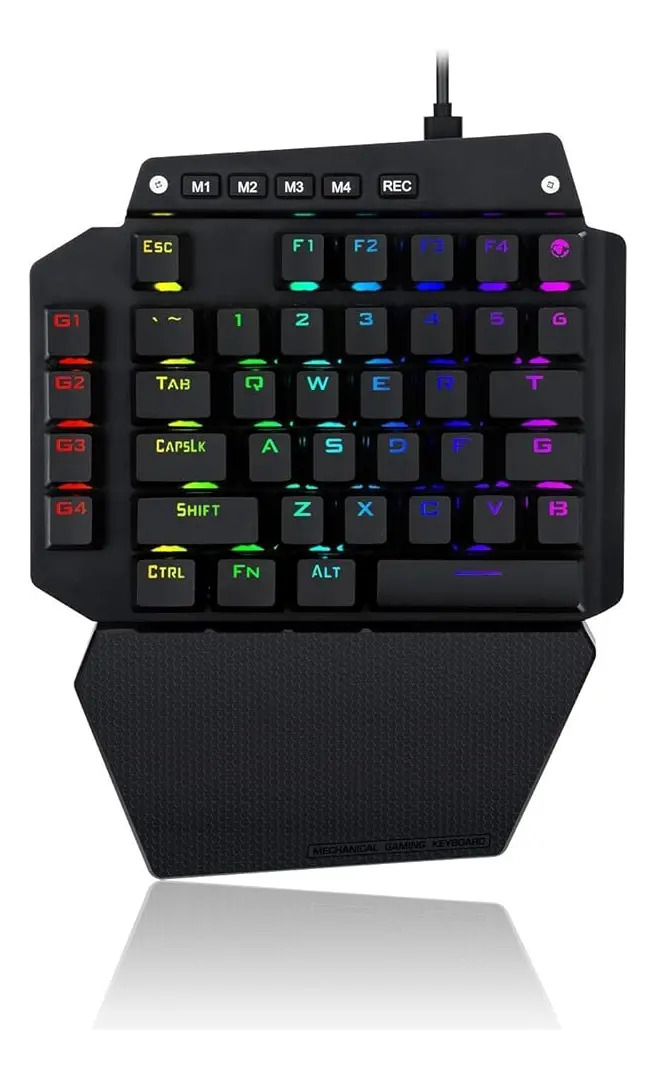 Teclado Mecânico Gamer Para Uma Mão Rgb Hotswap Programável Preto Inglês Us