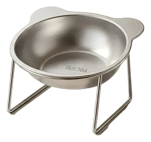 Zl Comedouro Gato Inox Ergonômico Elevado Antivômito 304