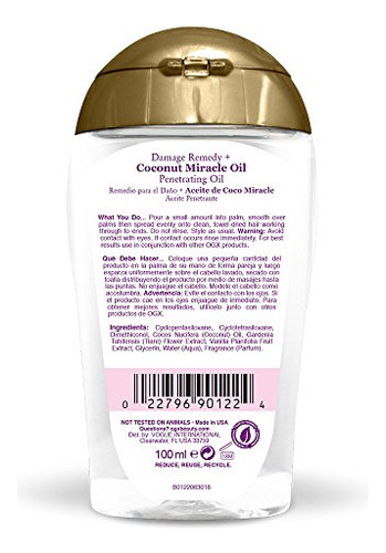 Remedio De Daño Extra Fuerte De Ogx Coconut Miracle