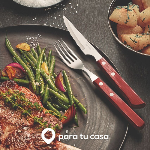 Imagen 3 de 11 de Set 12 Cuchillos Muesca Asado Tramontina Polywood