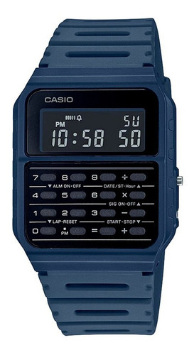 Reloj Casio Unisex Con Calculadora Color Azul Ca-53wf-2bcf Color Del Fondo Negro