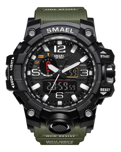 Relógio Smael 1545 Verde Exercito Modelo Militar Sport 739