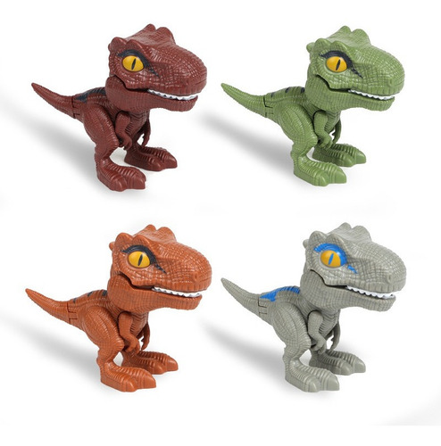 Dinosaurio Rex Gris Juguete Niños Huevo Sorpresa X 4 Pcs