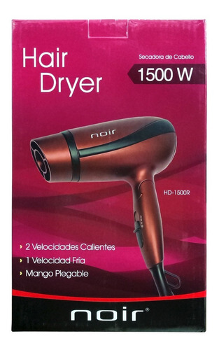 Secadora De Cabello Noir Practica Portatil Hd-1500r Color Rojo