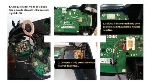 Kit De Botões Com Fita Led Compatível Com Controle De Ps4