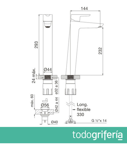 Bacha De Baño Tori Ferrum Y Griferia Fv Puelo Cromo