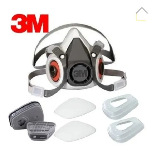 Respirador de máscara 3m 6200 con 1 par de cartuchos químicos para vapores orgánicos (modelo 3M 6003) - TAM M