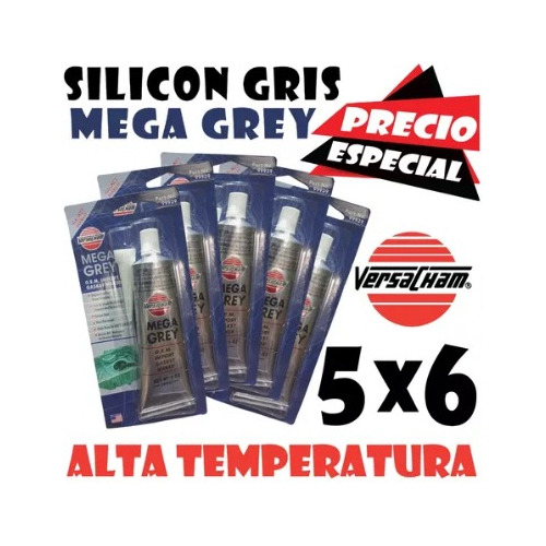 Silicon Gris Alta Temperatura Mega Grey 85g X6 Unid