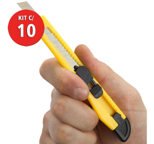 Kit 10 Estilete De Plástico Estreito Ergonômico 9mm Beltools