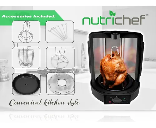 Horno Vertical Espiedo Nutrichef Kitchen Blanco Y Negro