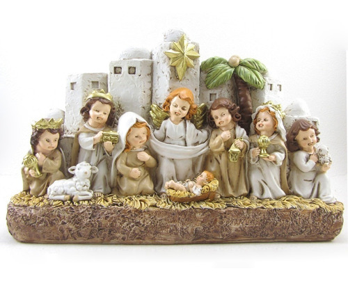 Pesebre Cabaña Establo 10 Piezas Navidad Jesus 22x15cm Italy