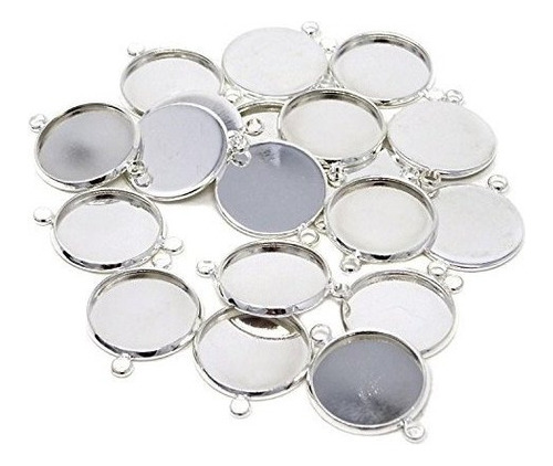 Honbay 20pcs Plata Laton En Blanco Colgante De Cabujon Col